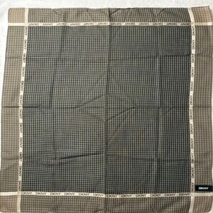 Vtg DKNY Scarf Handkerchief Grid Check Cotton Brown Black 18"